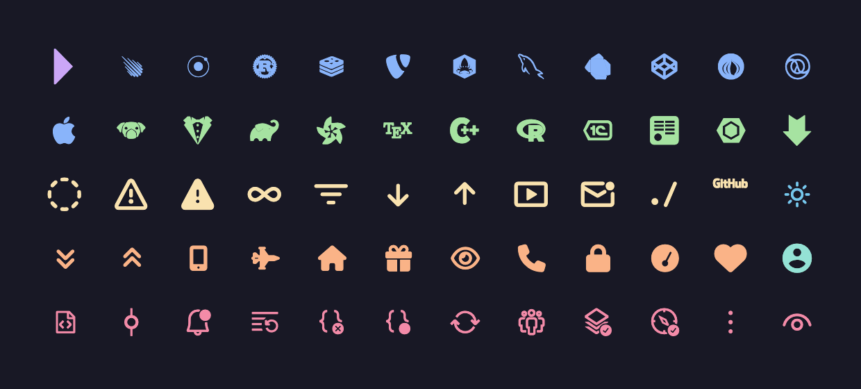 Nerd Fonts アイコンのサイズ調整後
