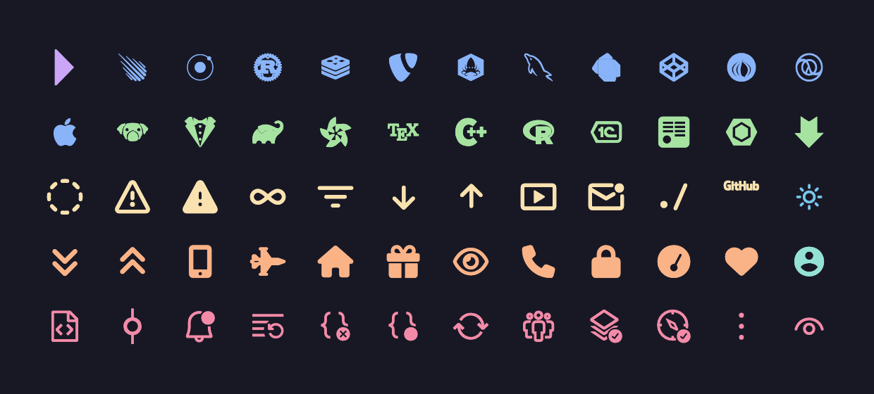 Nerd Fonts アイコンのサイズ調整前